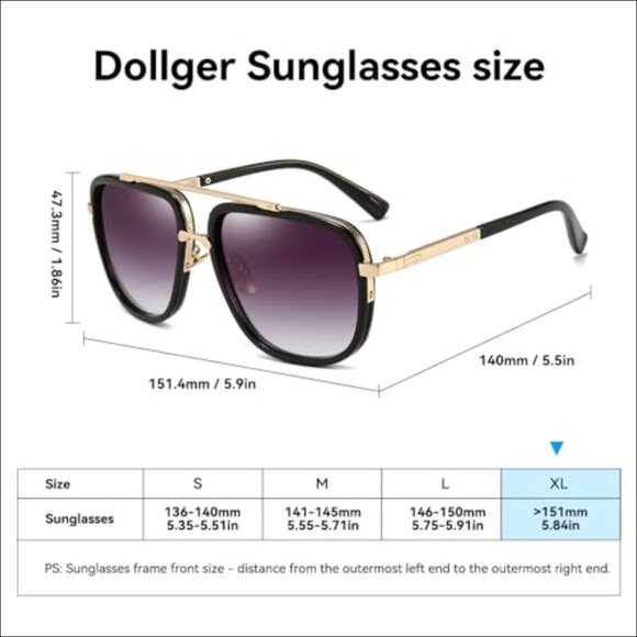 Oversized Square Aviator Sunglasses Gold Frame Retro Pilot Shades main image 7